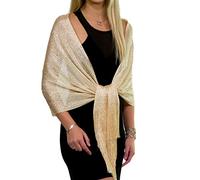 ShineGlitz Shawls and Wraps for Evening Dresses, Metallic Glitter Shawl for Women, Sparkling Wedding Gift, Light Champagne, One Size