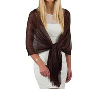 ShineGlitz Shawls and Wraps for Evening Dresses, Metallic Glitter Shawls for Women, Sparkling Wedding Giving Shawl Gift, Brown, One Size