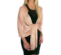 ShineGlitz Shawls and Wraps for Evening Dresses, Metallic Glitter Shawls for Women, Sparkling Wedding Giving Shawl Gift, Pale Rose Peach, One Size