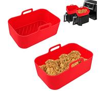 Shinehalo 2Pack Air Fryer Silicone Pot,Reusable Round Air Fryer Replacement Basket,Heat Resistant Non-Stick Mats for Oven, Air Fryer Accessory for Home Kitchen (Red)