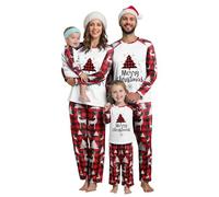 SHINEHUA Family Christmas Pyjamas Set Matching Christmas Pyjamas Sets for Family Mens Womens Printed Xmas Matching Pyjama Comfortable Loungewear Sleepwear for Women Men Kids Baby (Red-4, 9-10Y)