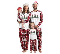 SHINEHUA Family Christmas Pyjamas Set Matching Christmas Pyjamas Sets for Family Mens Womens Printed Xmas Matching Pyjama Comfortable Loungewear Sleepwear for Women Men Kids Baby (Red-5, 2-3Y)