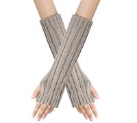 SHINEHUA Fingerless Gloves for Women Knitted Touch Screen Thermal Mittens Arm Warmers with Thumb Hole Winter Thermal Women's Mittens with Thumb Hole for Girls Ladies