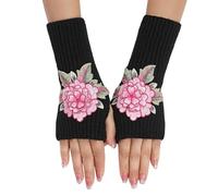 SHINEHUA Fingerless Gloves for Women Winter Warm Knitted Gloves Fingerless Arm Warmers with Thumb Hole Winter Thermal Warm Soft Knit Half Fingers Mittens for Ladies Driving Working Typing