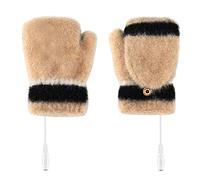 SHINEHUA Winter Gloves for Women Warm Half Finger Gloves Knitted Soft Lining for Driving Writing 2025 Soft Knitted Warm Half Finger Flip Cap Design Winter Running Cycling Office Work