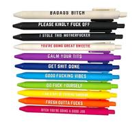 Shinekoo 11pcs Swear Word Daily Pen Set Funny Ballpoint Pens Weekday Vibes Glitter Novelty Pen Dirty Cuss Word Pens for Each Day of The Week Funny Office Gift