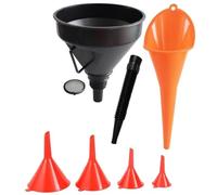 Shinekoo Plastic Funnel Set Funnel for Car, 6Pcs Fuel Funnel Universal Right Angle Set, Long Mouth Filter with Detachable Spout for Kitchen Filling Bottles Containers Oil Petrol