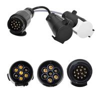 Shinekoo Towing Adapter 13 Plug Pin To 7 Pin, Trailer Extension Adapter with Cover, 12N+12S Socket Towbar Electric Conversion Adapter Lead For Trailer Truck Caravan