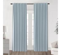 SHINELAND Baby Blue Black Out Curtains 96 Inches Long 2 Panel Set,Serena Coastal Cottage Light Weight Blackout Chinoiserie Curtains for Bedroom Living Room 96 in Length