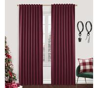 SHINELAND Cranberry Burgundy Blackout Curtains 102 inch Long 2 Panels Set for Sliding Glass Door Living Room Rojas Cortinas Navidad para Sala,Deep Red