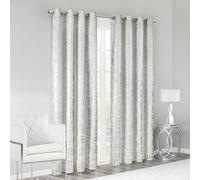 SHINELAND Crushed Velvet Curtains 108 Inches Long,60-70% Blackout Off White and Silver Drapes 108 Inches Long 2 Panels