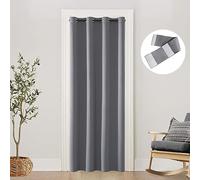 SHINELAND Door Curtains for Doorway Privacy,80 Inch Length,Thermal Insulated Blackout Single Panel Drape Room Divider Cover/Shade,Temporary Closet Curtain for Bedroom Closet Door,Light Grey
