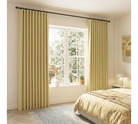 SHINELAND Luxury Gold Blackout Curtains 96 Inch Long 2 Panel Set, Elegant Curtains for Living Room, 8FT 8 FT Foot Length Floor to Ceiling Curtains Drapes