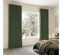 SHINELAND Olive Green Blackout Boho Curtains 84 Inches Long for Living Room Bedroom,Back Tab Light Heat Blocking Room Darkening Dark Olive Green Black Out Curtains