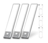 Shineled Motion Sensor Lights Indoor 3 Pack, 31 LED Wireless Under Cupboard Lights 6000K, 600mAh USB Rechargeable Night Lights, 20CM Magnetic PIR Light Strip for Kitchen Wardrobe Counter Cabinet