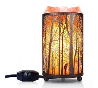Shineled Salt Lamp, Himalayan Salt Lamp, Natural Salt Rock Desk Bedside Table Lamp Night Light in Forest Design Metal Basket with Dimmer Switch, Festival Decor