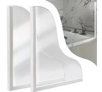 Shineligee 2 Pack Updated Shower Splash Guard, Large Splash Guards for Bathtub, Consists of Silicone Base and Acrylic Plate, Keep Water in Shower or Bath, Shower Corner Splash Guard