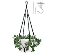 Shineloha XXL 55 Inches Macrame Planter Hanger Large for 15 inch Pot (Extra Large) + Swag Hook | Extra Large Hanging Planter for Indoor Plants | No Pot/Plant Included (XXL, Black)