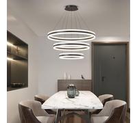 SHINELUX 3 Ring Circular LED Pendant Chandelier, Modern Black Ceiling Light, Dimmable 3000K-6500K Hanging Light Fixture for Dining Room, Kitchen Island, Living Room, Studyroom