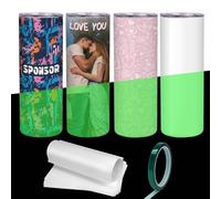 ShineMe 20oz Glow in the Dark Sublimation Tumblers, 4 Pack Stainless Steel Insulated Travel Mugs with Spill Proof Lids and Sublimation Shrink Wrap, Valentines' Day Gift