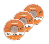 ShineNow No Clean Desoldering Braid Solder Wick Width 2mm Length 3Meters 3PCS Pack