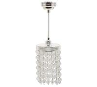 SHINEOFI 1:12 Scale Dollhouse Chandelier Miniature Led Ceiling Light Fixture Battery Operated Hanging Beaded Tiny Lamp for Mini Room Decoration Silver