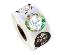 SHINEOFI 1 Roll 500pcs Chic Thank You Words Stickers Copper Plate Sticker Baking Packing Label Strong Adhesiveness Easy to Tear Off Home and Candy Bags