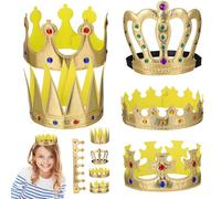 SHINEOFI 10 Pcs Kids Crown Decorations, Rhinestone King Crowns for Birthday Party, Adjustable Shiny Tiara Headpieces
