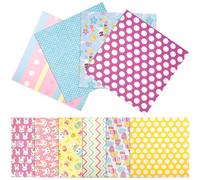 SHINEOFI 10 Pieces 25x25cm Cotton Quilting Squares Easter Patchwork Fabric Bundle for Sewing Crafts Decorative Bunny Egg Printed Fabric Panels