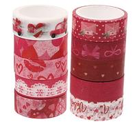 SHINEOFI 10 Rolls Valentine's Washi Tape Stickers Masking Adhesive for Card Making Decorative Crafts