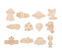 SHINEOFI 100pcs Blank Spaceship Wood Piece Decors Space Room Decor Craft Kits Explorer Kit Space Mural Beige