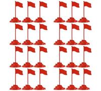 SHINEOFI 100pcs Red Plastic Army Flags on Sticks for War Game with Stable Base, High Visibility Miniature Military Desk Flags Set for Terrain Model and Defense Education Events