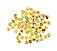SHINEOFI 100pcs Round Glass Sunflower Gemstone Patches for DIY Jewelry Making Crafting Accessories with Strong Wear Resistance and Delicate Patterns