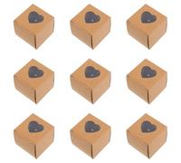 SHINEOFI 100pcs Small Kraft Paper Candy Boxes with Heart Window, Square Treat Boxes for Wedding Party Favors, Christmas Chocolate Packaging