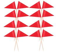 SHINEOFI 100pcs Small Triangle Toothpick Flags for Food Labeling and Party Decorations Mini Solid Red Cake Flags for Cupcakes Fruit Appetizers Stable Attachment Stylish Modern Design