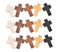 SHINEOFI 100pcs Wooden Cross Ornaments Small Handcrafted Wall Decor for Garden Party DIY Craft Supplies Colors Each Retro Rustic Hanging Pendants for Home Decoration