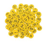SHINEOFI 100pcs Yellow-Black Number Tags Plastic Key Labels with Holes for Locker Storage, Circular Numbered Key Plates 1-100 for Restaurant, Cafe, Office Use