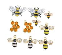 SHINEOFI 10pcs Alloy Bee Charms with Honeycomb Design for Jewelry Making Metal Animal Pendants for DIY Necklace Bracelet Keychain Craft Projects Nature-inspired Accessories