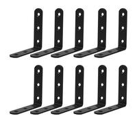 SHINEOFI 10pcs Black Right Angle Corner Brackets L-Shaped Metal Shelf Braces 2mm Thick Cold Rolled Steel 90-Degree Supports Heavy Duty Load 220lb for Wood Shelves and Industrial Use