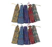 SHINEOFI 10pcs Drawstring Cloth Comb Bags with Secure and Reliable Closure, Compact and Space-saving Jewelry Pouches, Chinese Style Elegant Embroidered Design for Weddings and Small