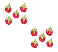 SHINEOFI 10pcs Knitted Strawberry Ornament Red Hat Bag DIY Craft Material Clothing Accessory for Strawberry Birthday Decorations