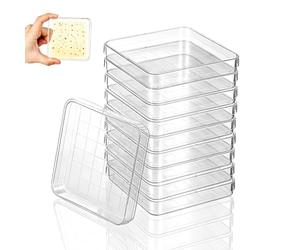 SHINEOFI 10pcs Laboratory Petri Dishes with Lids Square Lab Containers for Microbiology, Culture, Plant Growth, School Science Projects, and Biological Research, 10X10Cm