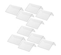 SHINEOFI 10pcs Mini Clear Acrylic Sign Display Holders with Self Adhesive Backing Sturdy Shape Price Tag Label Stands for Supermarket Office Retail Counter Top Use