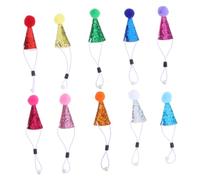 SHINEOFI 10pcs Mini Cone Party Hats for Dogs Cats and Small Lightweight Comfortable Pet Birthday Caps with Pom Poms for Holiday Weddings Puppies Kittens Stuffed Animals