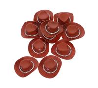 SHINEOFI 10pcs Mini Cowboy Hat Rhinestone Decorated Western Doll Hat for Girls Cowgirl Mini Tiny for Dress-up Diy Craft Accessories