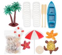 SHINEOFI 10pcs Miniature Beach Style Decoration Set for Dollhouses, Summer Micro Scene Accessories Shells, Cake Ornaments, and Beach Umbrella, Pretend Play for Mini Summer Decor