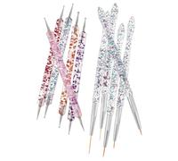 SHINEOFI 10pcs Professional Nail Art Dotting Tools Double-ended Dotting Pen and Nail Design Brush Set with Portable Plastic Construction for Precise Manicure Detailing at Home