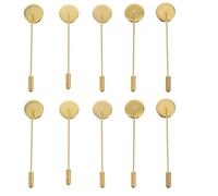 SHINEOFI 10pcs Round Tray Lapel Pin Sticks Brooch Making Supply Creative Alloy Safety Blank Brooch Pin Stick for Jewelry Making and Crafts