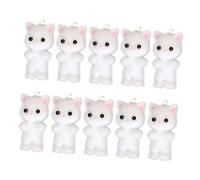 SHINEOFI 10pcs Small Flocking Cat Charms for Jewelry Making Unique DIY Pendants for Earrings and Necklaces Lightweight Colorful Keychain Accessories for Cat Lovers
