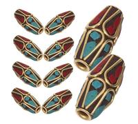 SHINEOFI 10pcs Tibetan Copper Spacer Beads Vintage Nepalese Buddhist Charms for Bracelet Making Kit DIY Jewelry Supplies Ethnic Style Craft Accessories